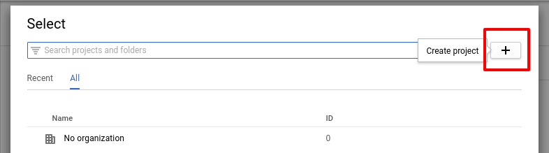google api console create project