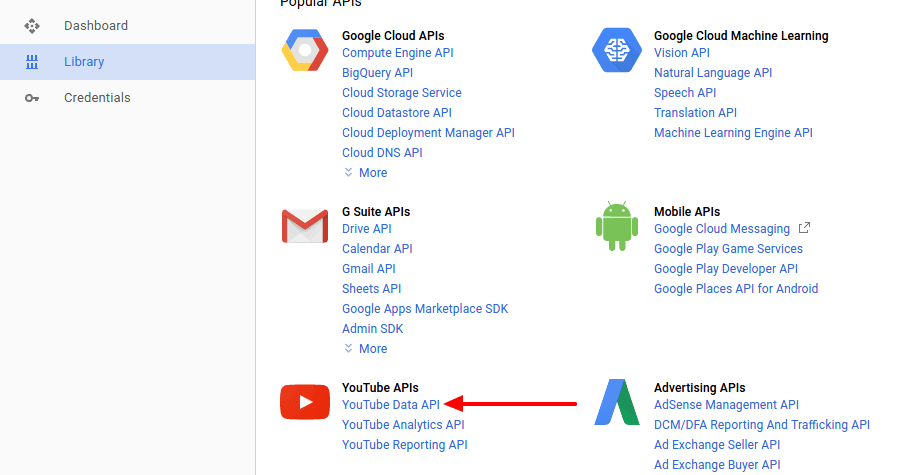 google developer console youtube data api